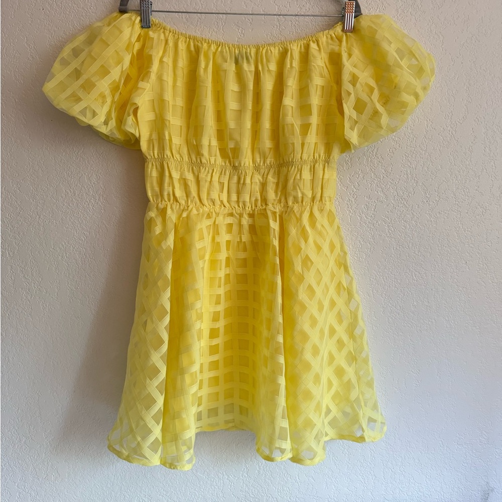 Yellow Off-Shoulder Kids Dress